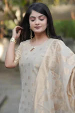 Women Ethnic Motifs Regular Pure Cotton Kurta with Trousers & With Dupatta - Image 3